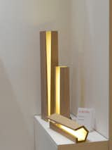 We spied these clever lights by French designers Drugeot Labo on the 100% France stand. Made out of a hollowed-out pieces of solid oak, the Elagone lamps are fitted with an ultra thin LED strip light that reflects off the warm wood to create a soft glow from within.