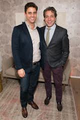 Aaron Schurgin and Thom Filicia gather in the Future Perfect–designed library.  Photo 1 of 14 in Dwell & DDG Holiday Party at 345meatpacking by Sara Carpenter