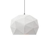 This die-cut fabric pendant lamp has a structural, geometric presence and adds a bright, modern ambience to any room. The shape was inspired by the conceptual 1970s designs of the avant-garde architectural group Archigram.