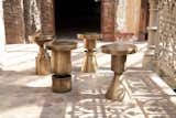These brass-plated, cold-rolled, hollow-steel chess stools are multi-functional, serving as stool or table. Their geometric shape offers a versatile look appropriate for a variety of styles. Photo by Don Freeman.  Photo 6 of 6 in Anna Karlin: Designing in 360 Degrees