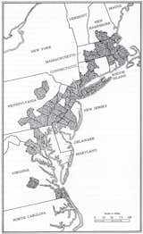 Jean Gottman's 1961 book Megalopolis argued that the Eastern seaboard could be seen as one massive interconnected urban corridor.  Photo 5 of 10 in Diagrams that Changed City Planning by Aaron Britt