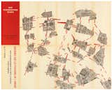 Theorist Guy Debord’s 1957 Guide Psychogeographique de Paris offers a wholly other vision of the city, a highly individual, even expressionistic map of a wander around town. Irrational in the extreme, Debord and his Situationist cohort embraced the complexities and unsavory corners of citylife.