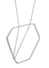 December 23: This ultra modern necklace consists of a fine sterling silver that glides gracefully through the precisely drilled holes of a unique geometric shape, forming a pattern that is fixed and fluid all at once.