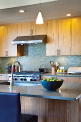 Every Blu Home ("There are nine in the Bay Area," says Morter) comes with the choice of a suite of high-end finishes and appliances; for the Coopers' home, Kitchenaid is used. Sub Zero, Whirlpool, and Wolff appliances are also available.