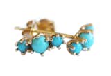 Turquoise Ball Earrings by Caitlin Mociun

"This is a timeless design that will look fashionable ten years from now. My mom had a ton of turquoise growing up, and then I saw the old Victorian jewelry where they used gold and turquoise, then saw some Middle Eastern pieces that are stunning. Silver and turquoise doesn't really interest me. So I wasn't seeing people using turquoise with gold and diamonds other than in antique jewelry.

It's hard to knock off my work because of all the technical details—the stones are very small and unveined, so to get them cut is expensive. These factors mean I can keep doing my work the way that I want to. What I find with people copying others' work is that they're making it less expensive. But you can't go into a bead store and buy the turquoise I use; you'd have to know a jewelry cutter with access to the stones. I think (hope!) that time will elevate the people who make original work."