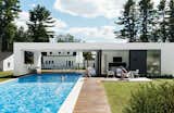 A prefab pool- and guesthouse designed by LABhaus frames views of a Massachusetts property’s original structure, a Dillman model Sears, Roebuck kit house from 1928.