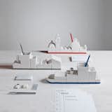 The Deskstructure series from Seletti is a clever take on desktop storage. Crafted in fine porcelain, each Desktructure displays a familiar scene—a cityscape, ocean liner, or warehouse buildings. The structures include storage compartments for pens and pencils, paper clips, elastic bands, and other desk necessities. The components can be lined up together to create one cohesive storage structure, separated in different small groups, or spread across an entire desktop surface.