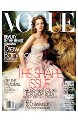 In one of Annie Leibovitz’s photographs from her iconic celebrity series, Drew Barrymore poses as Beauty from Beauty and the Beast on the April 2005 cover.
