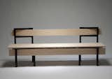Slagbaenk by Danish designer Rasmus B. Fex is a bench inspired by traditional Scandinavian furniture, based on a simple concept: five boards join two chairs to form a bench with integrated storage space. The size of the bench depends on the dimensions of the boards used.
