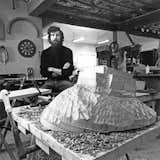 Castle in his Scottsville studio in the 1970s. Alastair Gordon reports, "Last year, I spent a rewarding few days at Wendell's studio outside of Rochester, New York, and that became the core narrative for the book--rediscovering all of this one-of-a-kind undulating, restless work that he'd carved meticulously by hand as well as the illuminating sketches that he'd kept in storage."
