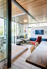 Floor-to-ceiling windows in the main living space overlook Lake Union.