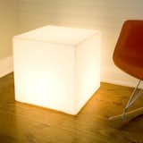 The lightbox is a glowing floor light made from roto-molded plastic.  It's a lamp, stool, and accent table all in one. Read more about the lightbox here.