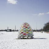 Snowcone: Lily Jeon and Diana Koncan (Ryerson University, Toronto)A welcome burst of color against the white landscape, this geodesic, kaleidoscopic take on the warming hut was inspired by the natural shape of a pinecone and the insulating properties of an igloo.