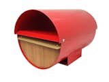 Outdoor and Front Yard Cadrona in Red from Mailboxes.co, $150-A powder-coated zincalume body and marine plywood front means zero rust and mold from this New Zealand-made mailbox; a locked lower half keeps mail and packaged protected while the open upper half holds newspapers.  Search “modern mailbox two tone” from Color Delivery