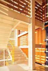 Staircase, Metal Railing, and Metal Tread Mario Plasencia, the architect, used wood to wrap the exterior stairwell.  Photo 2 of 3 in Adventurous Apartment Building Made of 36 Shipping Containers