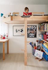 Kids, Boy, Toddler, Playroom, Bed, Light Hardwood, and Bedroom Salminen built the bunk beds out of birch, Finland’s most plentiful tree species, for the couple’s children.  Kids Boy Light Hardwood Bed Bedroom Photos from This Cozy Finnish Home Would Not Be Complete Without a Sauna