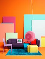 Fluorescent colors on both ends of the spectrum light up this living room scene. In collaboration with Bettina Eulenburg for Better Living.