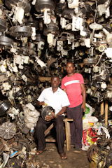 The scraps originate from European cars, and over 200,000 workers in the neighborhood recycle them into vehicles that suit African roads.