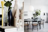 This black dining room table set fits perfectly within the space.