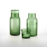 The Luxe Carafe Set includes one glass carafe and a coordinating drinking glass, meant to rest atop the carafe when not in use. The set is designed for use on a bedside table, but it can also elevate a master bathroom. Crafted from hand-blown glass, the Luxe Carafe Set is defined by its subtle curves.