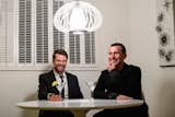 Artist Danny Heller and Henry Urbach, Director of The Glass House, enjoyed their re-imagined martinis in a midcentury living room.