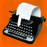 A piece of typewriter paper mysteriously doubles as the writer. Ghost writer, perhaps?