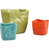 Vaso Planter from CB2A high-gloss finish on these crinkled planters makes them equally attractive indoors and out. From $9.95