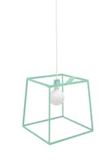 Frame light in Mint by Iacoli and McAllister. A powder-coated steel frame gives these spare pendant lights shape via negative space. Available in three sizes and six colors.