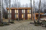 Though the house sits cozily at the back of a birch forest clearing, Zhidkov says no trees were cut during construction.
