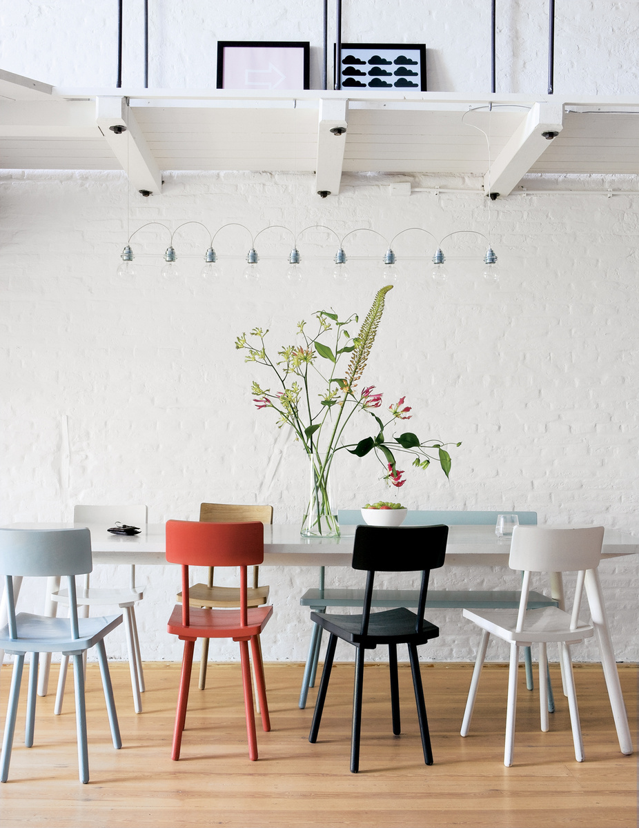 Different colored chairs online dining room