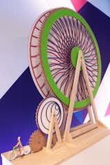 Ms. Bdeir’s passion is to inspire young people and adults to craft with electronics, and her littleBits have won numerous accolades, like the National Parenting Publications Awards. The structure is made out of laser cut board. In the evenings, the Ferris wheel is aglow with LED lights. Photo courtesy littleBits.