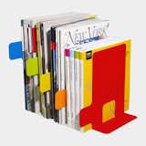These powder-coated steel bookends by Hiroaki Watanabe ($25) will not only add bright pops of color, but allow you to easily organize and sort all kinds of reads such as magazines, books, and journals, by type.  Photo 1 of 7 in Modern Bookend Designs by Eujin Rhee