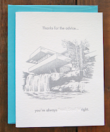 We would be remiss if we didn’t include this clever card from Greenwich Letterpress that even non-architecture buffs will appreciate. $4.50  Search “letterpress peaclock” from The Best Way to Say Thank You 