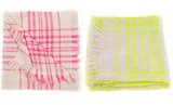 Gorman's mohair Check It Out Throw—which has a textured, boucle finish and comes in pink/white or neon yellow—is $249 Australian (plus $25 for international shipping). Photo credit: Gorman.  Search “ombre throw” from Mohair We Love: Gorman Blankets