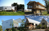 Homes completed in the Biloxi Model Home program include work by (clockwise from top left): Huff & Gooden Architects, Gulf Coast Community Design Studio, Marlon Blackwell Architect, and Brett Zamore Design.