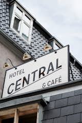 The hotel and café's outdoor signage. Photo by: Martin Kaufmann