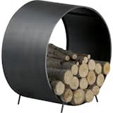 The Chuck wood storage unit, $99 from cb2.com, is made from iron and is elevated off the ground to ensure air circulates so the kindling doesn't collect moisture.