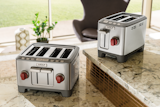 Wolf Gourmet 4-slice and 2-slice toasters are crafted with advanced toasting technology, and accommodate English muffins, golden toasted crumpets, brioche, or crisp and chewy bagels, as well as traditional bread slices.