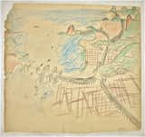 Le Corbusier conceived his urban plan for Rio de Janiero while viewing the city during a plane ride. 1929. Aerial perspective with Guanabara Bay, the center and the beaches. (Charles-Édouard Jeanneret) (French, born Switzerland. 1887-1965). Charcoal and pastel on paper. 29 15/16 x 31 11/16” (76 x 80.5 cm). Foundation Le Corbusier, Paris. © 2013 Artists Rights Society (ARS), New York/ADAGP, Paris/FLC  Photo 7 of 10 in Le Corbusier at the New York MoMA