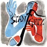 The blue and red halves of tenor saxophonist Stan Getz seem to suggest both his "cool" and "hot" sides. This album is cover is for Stan Getz at the Shrine from Norgran Records, 1955.  Search “Rough-Trade-Album-of-the-Month.html” from David Stone Martin's Mid-Century Jazz Prints