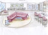 An early sketch for the centrally located living room. Project designer John A. Turturro worked closely with Bryan Cranston and Robin Dearden to select all the furnishings and interior materials. "John really knows his stuff," says Dearden.
  Photo 13 of 18 in Actor Bryan Cranston's Green Beach House Renovation