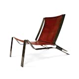 The Larrea lounge combines a latigo leather sling seat with a powder-coated steel frame.
