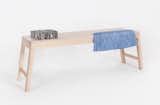 Brook&Lyn's new Rya bench, combining solid maple with a clear coat finish and handwoven cotton yarns.  Search “andew cotton serigraphs” from Dwell on Design 2013: Brook&Lyn Woven Textile Art