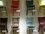 The new colonial revival palette from Benjamin Moore, as seen here in their striking chair display, was inspired by Colonial Williamsburg.