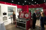 At the Miele booth, view the new 48" range with three main components: an M Touch convection oven with a deep cavity for cooking large dishes, a smaller M Touch speed oven that can be used as a microwave or oven, and a warming drawer.