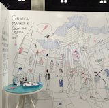 IdeaPaint, the creator of dry erase paint for home, schools, and offices, installed an art wall for the Modern Family Pavilion.  Search “6 tiny modern pavilions” from Explore the Modern Family Pavilion at Dwell on Design 2015