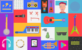 This one's an earlier concept, too.  Search “music” from Icon Design: Google Play Music by Zachary Gibson