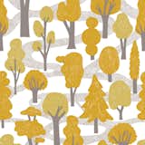 Create a mini forest with this mustard tree-covered, handscreened wallpaper designed by Mary Kysar and Topher Sinkinson for makelike.