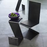 The Zig Zag chair and table, both in a handsome black steel finish.