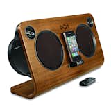 House of Marley’s new Get Up Stand Up audio system is made from FSC-certified birch wood and recycled plastic; it is iPhone and iPad compatible with an auxiliary input to connect other devices. $349